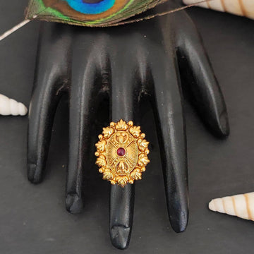 JS Fashion Antique Jewellery Design High Gold Polish Party Wear Finger Rings for Women | Adjustable Ethnic Statement Rings for Wedding, Cocktail & Festive | Vintage Royal Gift Set - Distacart