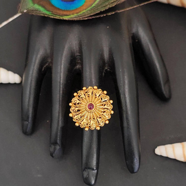 JS Fashion Designer Antique Jewellery High Gold Polish Party Wear Finger Rings for Women | Adjustable Ethnic Statement Rings for Wedding, Cocktail & Festive | Vintage Luxury Gift Set - Distacart