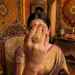 Thumbnail for JS Fashion Designer Antique Jewellery High Gold Polish Party Wear Finger Rings for Women | Adjustable Ethnic Statement Rings for Wedding, Cocktail & Festive | Vintage Luxury Gift Set - Distacart