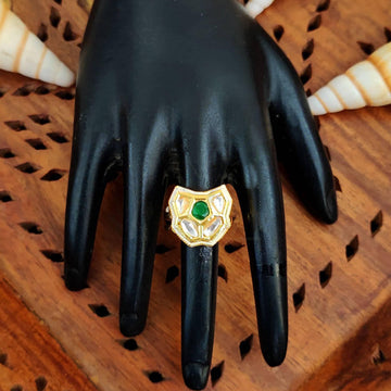 JS Fashion Traditional Kundan Finger Ring with Multi Center Stone High Adjustable Gold Finish for Women|Royal Statement Gift - Distacart