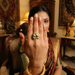 Thumbnail for JS Fashion Traditional Kundan Finger Ring with Multi Center Stone High Adjustable Gold Finish for Women|Royal Statement Gift - Distacart