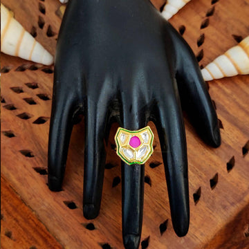 JS Fashion Traditional Kundan Finger Ring with Multi Center Stone High Adjustable Gold Finish for Women|Royal Statement Gift - Distacart