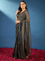 Thumbnail for NOZ2TOZ Women's Georgette Navy Blue Embellished Designer Saree With Blouse Piece - Distacart