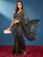 Thumbnail for NOZ2TOZ Women's Georgette Navy Blue Embellished Designer Saree With Blouse Piece - Distacart