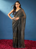 Thumbnail for NOZ2TOZ Women's Georgette Navy Blue Embellished Designer Saree With Blouse Piece - Distacart