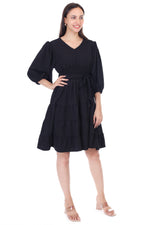 Thumbnail for Jaitra Apparels Black Rayon Crepe Midi Dress