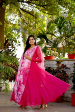 Thumbnail for Aastha Fashion Women's Rani Pink Tebby Silk Anarkali Dress with Dupatta - Distacart