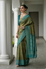 Thumbnail for Vishnu Weaves Women's Rama Soft Tussar Silk Printed Saree with Blouse