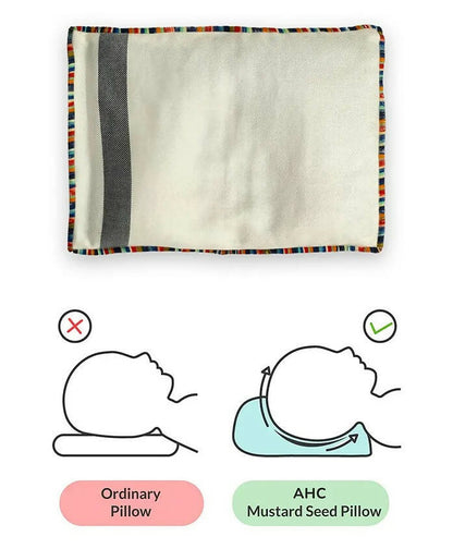 AHC Mustard Seed Pillow - Baby Head Shape Support, with Bamboo Cover - Distacart