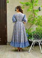 Thumbnail for Aastha Fashion Women's Blue Cotton Silk Digital Printed Anarkali Dress - Distacart