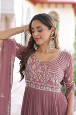 Thumbnail for Joban Fashion Peach Readymade Kurta Set With Sequence embroidery Work