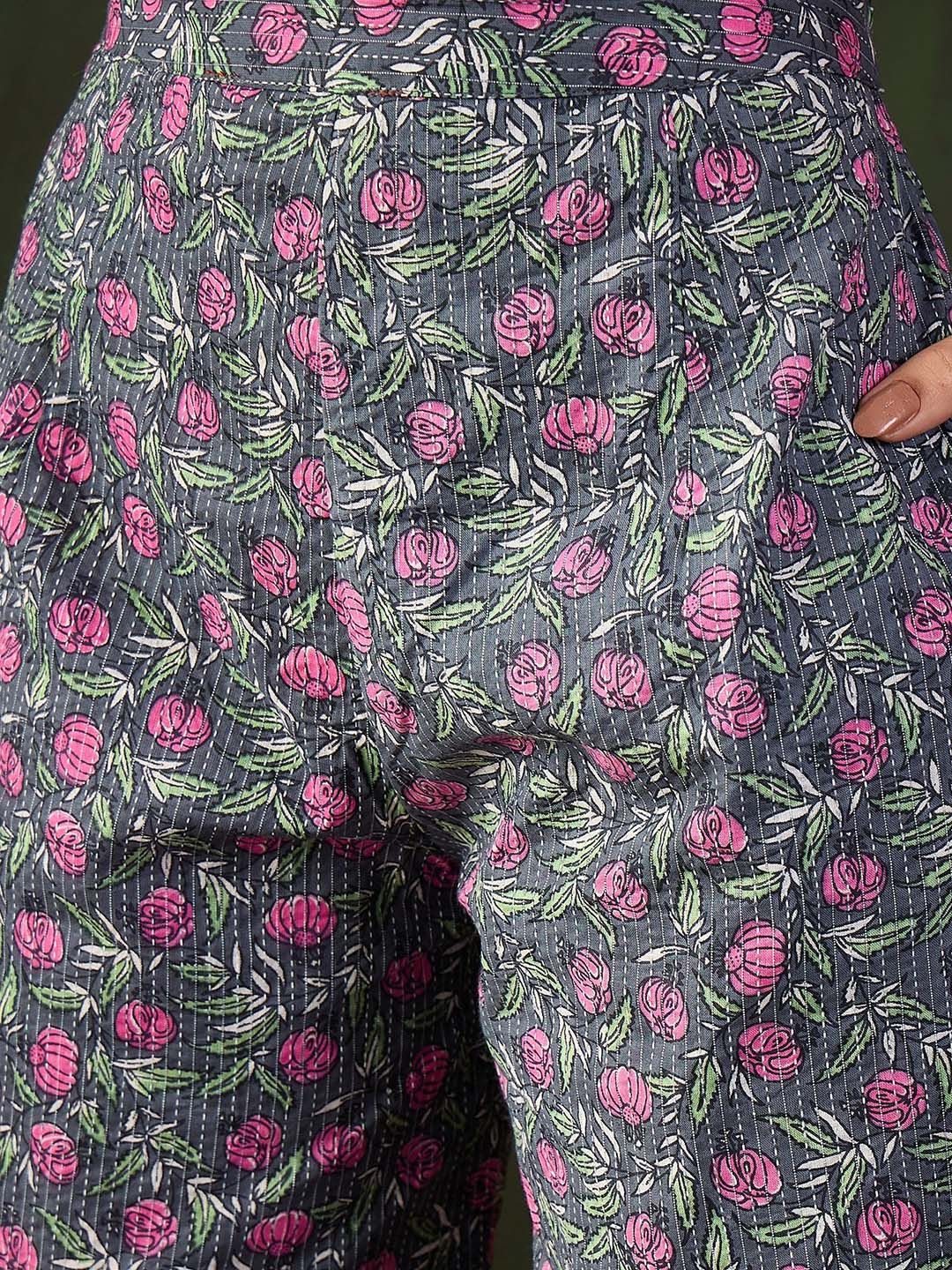 Sangria Printed Kurta With Trouser