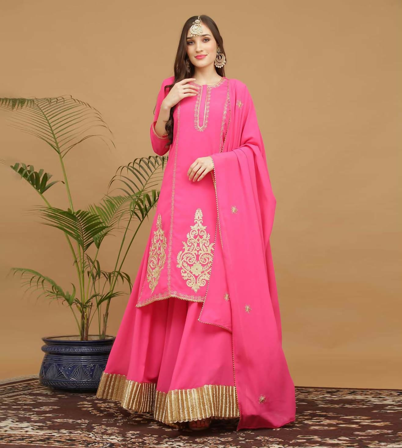 Joban Fashion Pink Georgette Lehenga Set