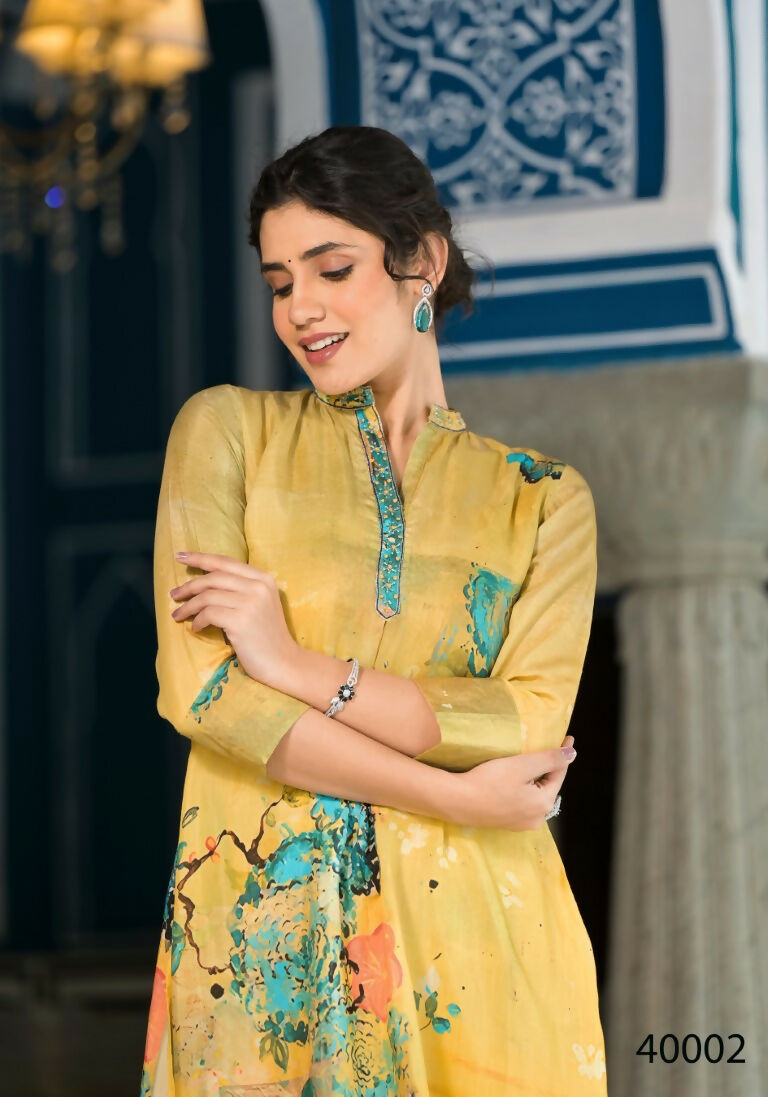 Designer Stylish Mehandi Pure Muslin Stitched Suit - Apoorva - Distacart