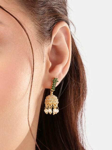Nuyug 22K Gold Plated Pearl Belle Mini Jhumki Earrings