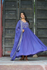 Thumbnail for Joban Fashion Blue Readymade Kurta Set With Sequence embroidery Work