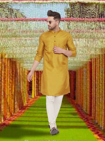 Even Apparels Men's Art Silk Beige Kurta - Distacart