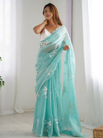 Thumbnail for Mitera Floral Embroidered Silk Blend Saree - Distacart