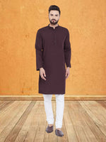 Thumbnail for Even Apparels Men's Pure Cotton Maroon Kurta - Distacart