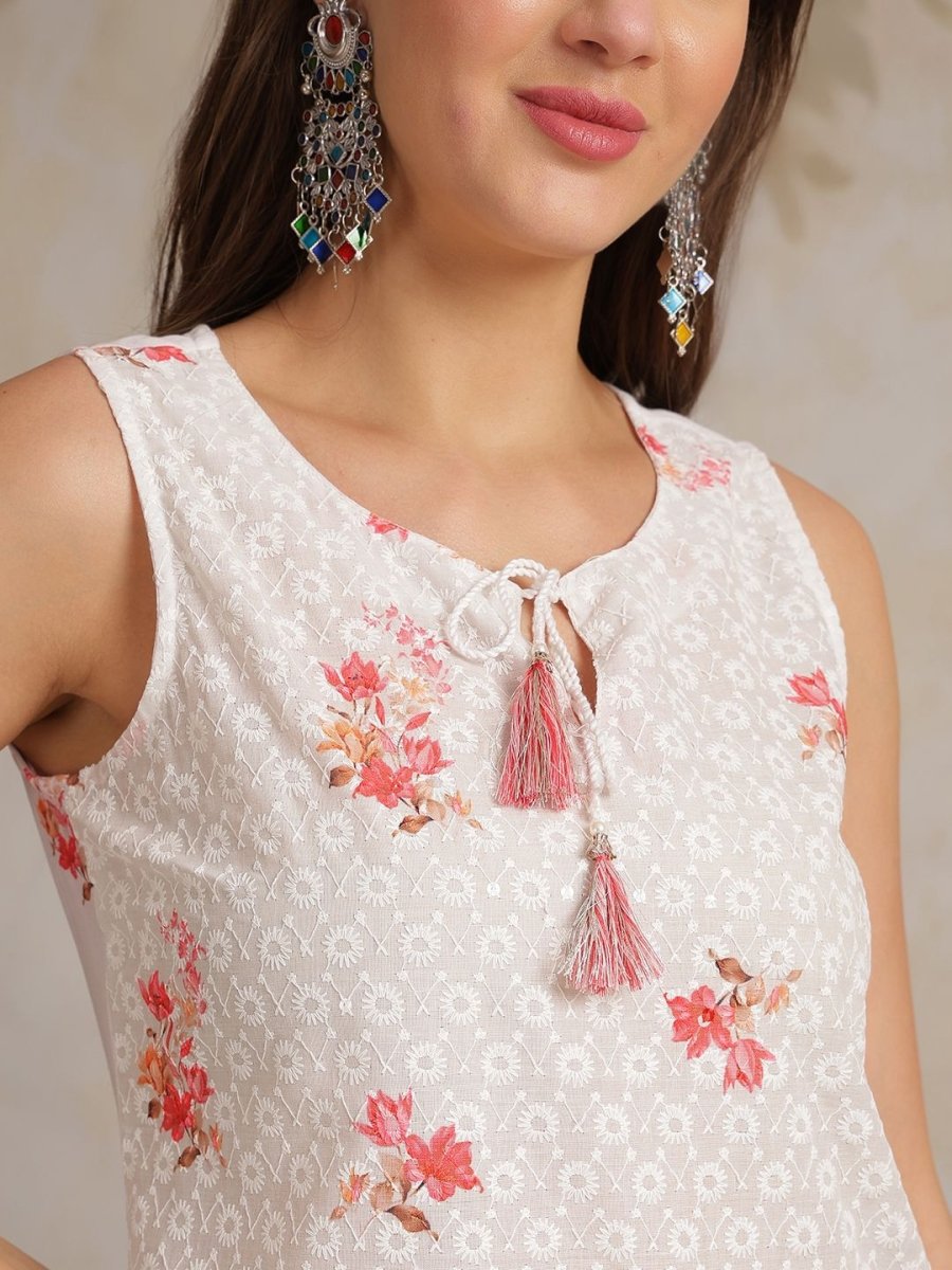 Anouk Women Geometric Printed Chikankari Kurta - Distacart