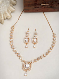 Thumbnail for NVR Women's Gold-Plated American Diamond Studded Handcrafted Jewellery Set - Distacart