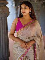 Thumbnail for Mitera Gotta Patti Supernet Saree - Distacart