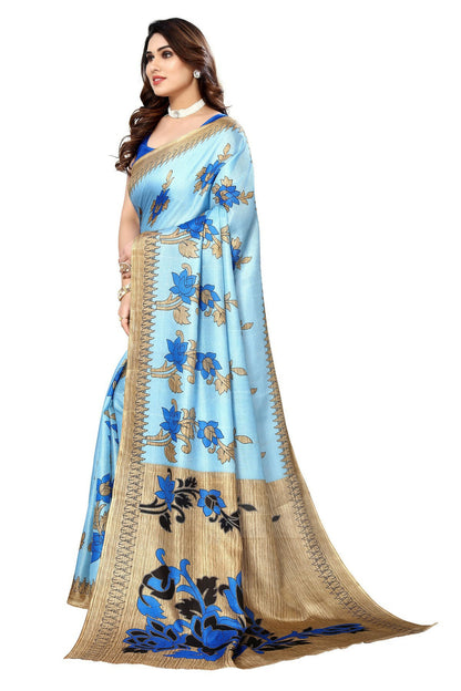 Vamika blue Printed Art Silk Saree - Distacart