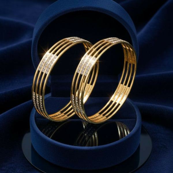 NVR Women Set of 2 Gold Plated CZ Stone Kada Bangle - Distacart