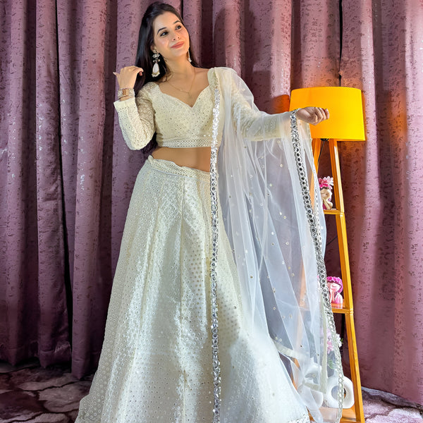 Lehenga Mart Designer Bollywood Style Wedding Wear Lehenga Choli - White - Distacart