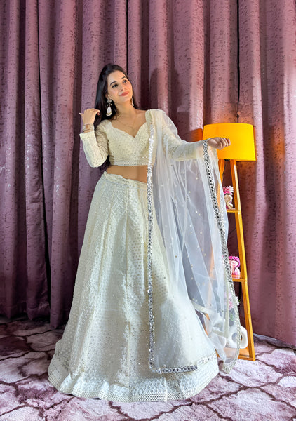 Lehenga Mart Designer Bollywood Style Wedding Wear Lehenga Choli - White