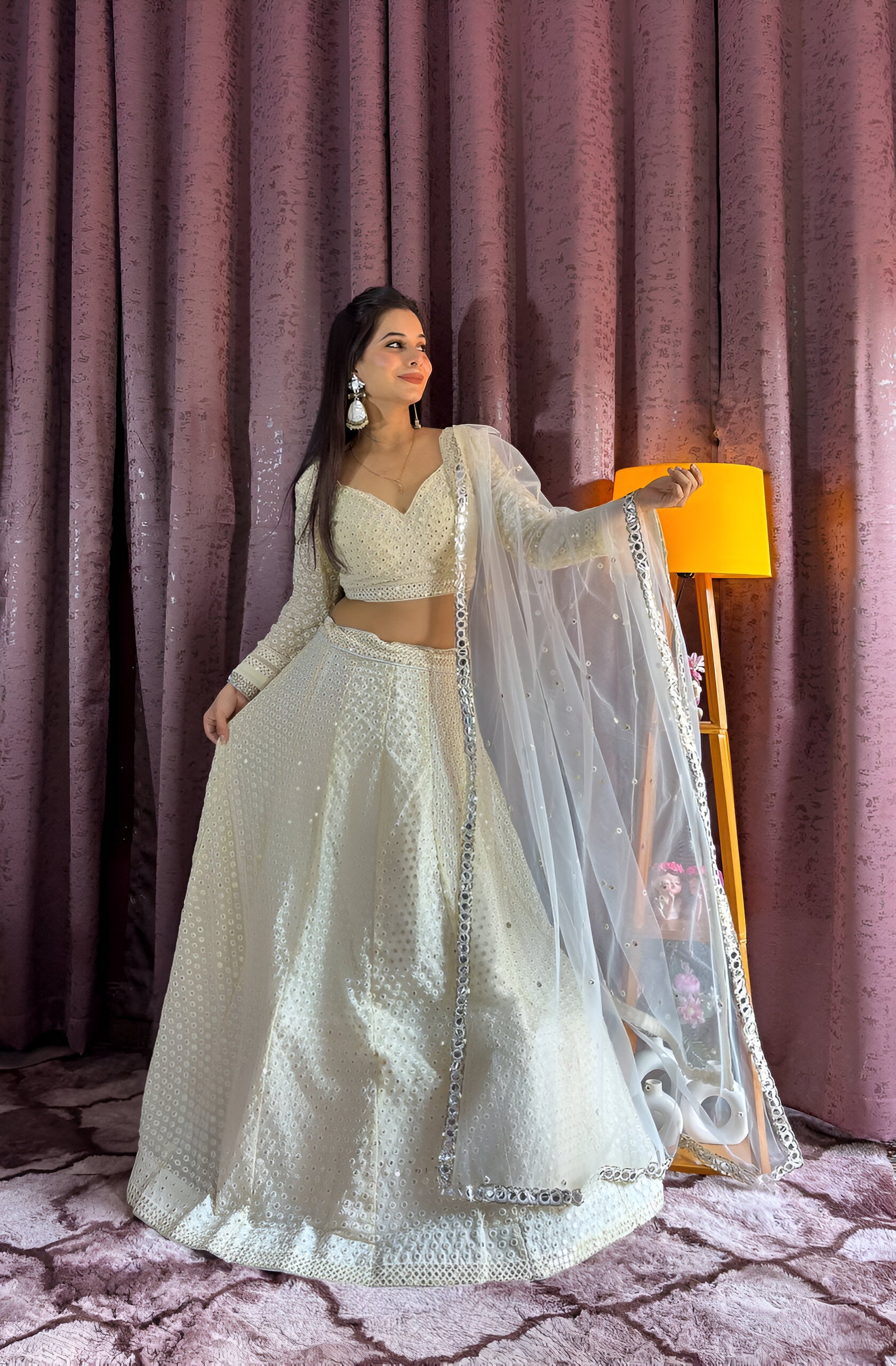 Lehenga Mart Designer Bollywood Style Wedding Wear Lehenga Choli - White