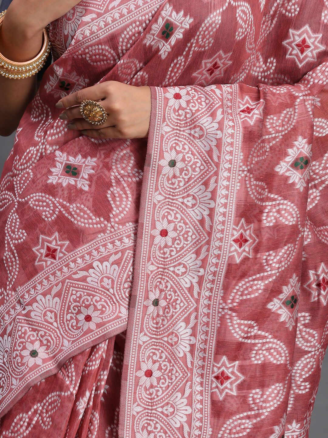 Astita Linen Cotton Peach Saree