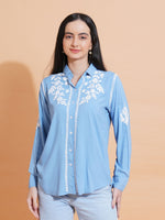 Thumbnail for Pahnaz Modal Chikankari Handwork Shirt-Blue - Dista