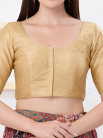 Thumbnail for Joban Fashion Gold Dupion Silk Elbow Sleeveless Front Open Blouse