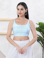 Thumbnail for Joban Fashion Light-Blue Shift Sleeveless Back Open Blouse