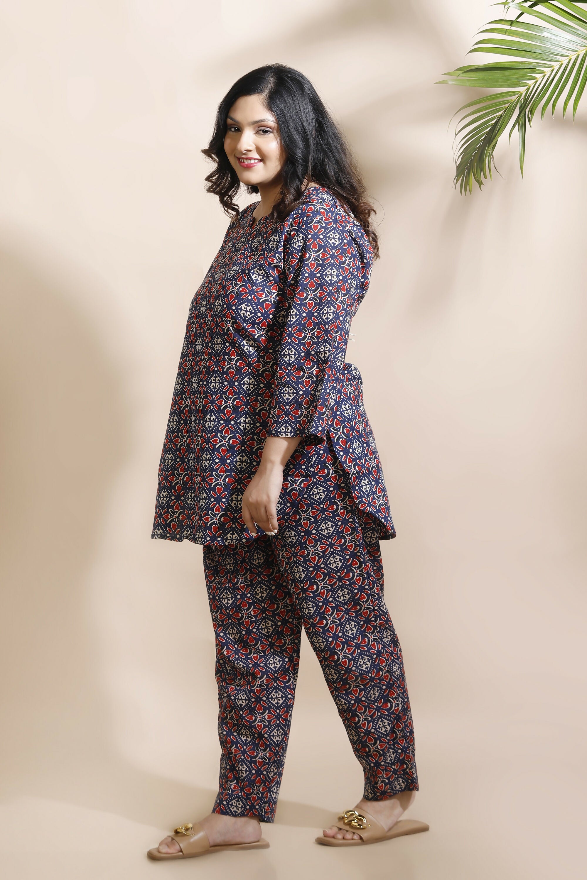 Breathables Geometric Cotton Co-Ord Set – Blue - Dista
