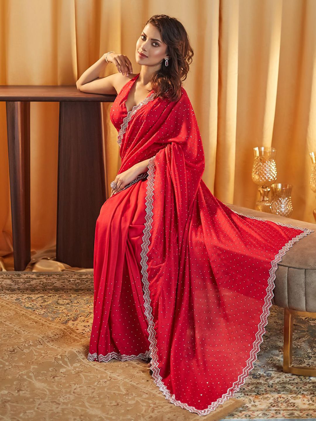 kasee Embellished Beads and Stones Silk Blend Saree - Distacart