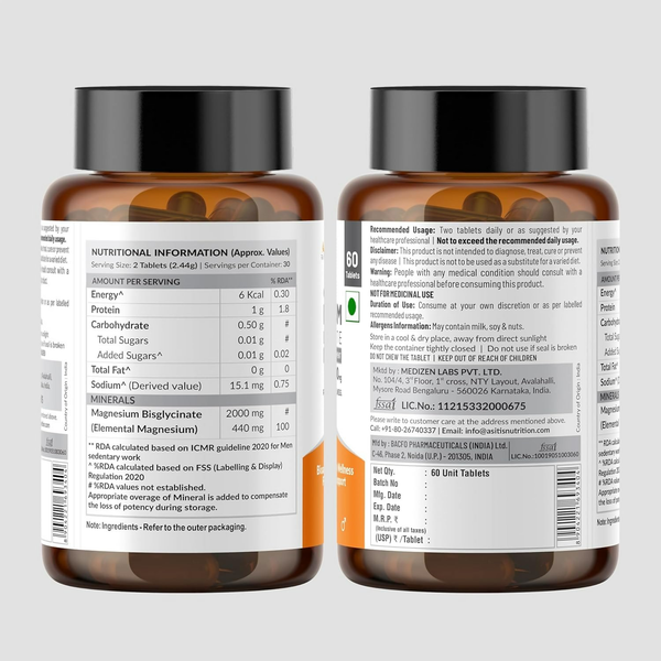 As-It-Is Atom Magnesium Bisglycinate Chelated Veg Tablets