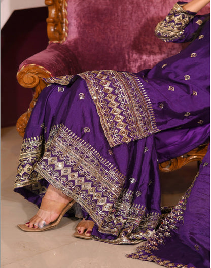 Lehenga Mart Designer Chinon Suit With Sequence Embroidered Work - Blue - Distacart