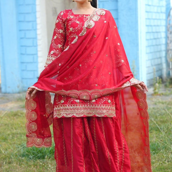 Lehenga Mart Designer Lehenga Suit With Dupatta - Red - Distacart