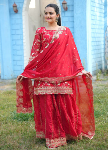 Lehenga Mart Designer Lehenga Suit With Dupatta - Red - Distacart