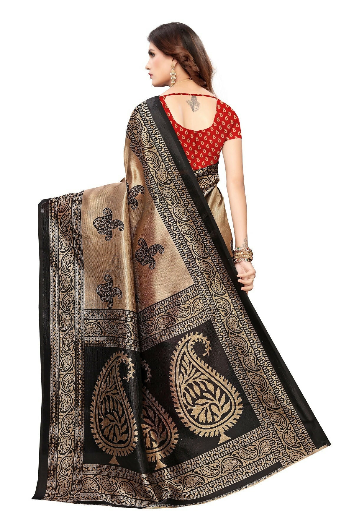 Vamika Red Printed Art Silk Saree - Distacart