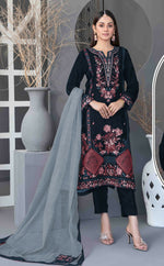 Thumbnail for Anaita Navy Blue Velvet Suit with Embroidery Sequence Work