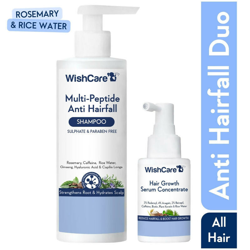 Wishcare Hair Growth Serum Concentrate + Multi Peptide Anti Hairfall Shampoo Combo - Distacart