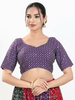 Thumbnail for Joban Fashion Brinjal Silk Padded Blouse With Sweetheart Neck Elbow Sleeves - Distacart