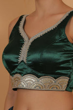 Thumbnail for Joban Fashion Silk Zari And Sequence Work Padded Blouse - Green