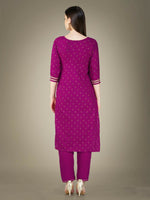 Thumbnail for Jyoti Fashion Women's Purple Cotton Magic Slub Embroidery & Sequence work Kurta with Trouser & Dupatta - Distacart
