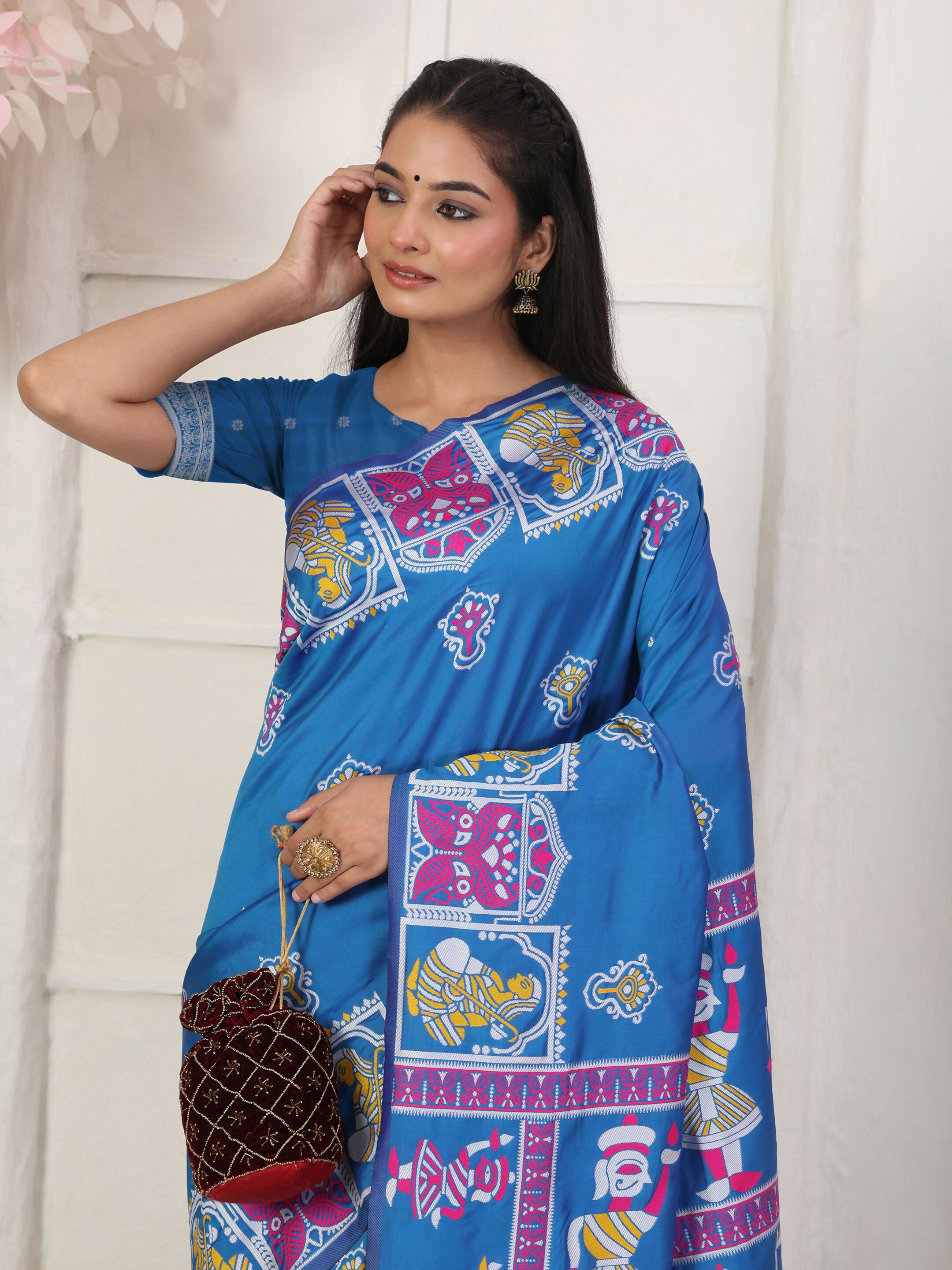 Astita Silk Blend Blue Saree