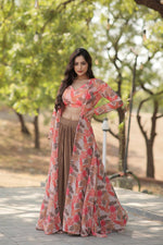 Thumbnail for Vastranavya Latest Fancy Party Wear Lehenga Choli With Shrug - Peach - Distacart