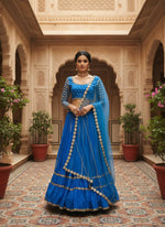 Thumbnail for Lehenga Mart Designer Indian Wedding Lehenga Choli-Blue - Distacart